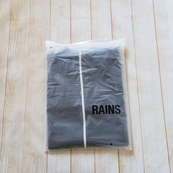 Rains Long Reflective Raincoat Jacket in Black Reflective with Hood Unisex Large - Picture 7 of 9